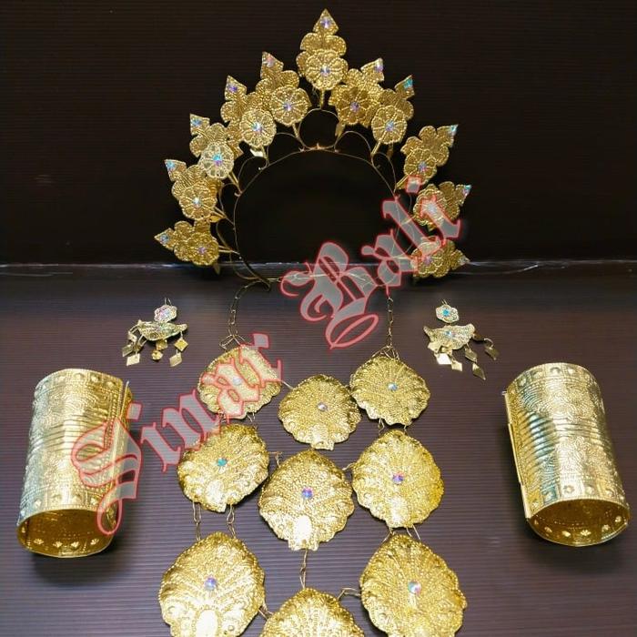 Perhiasan / Acesories Anting Kalung Gelang Mahkota Baju Adat Wanita Makasar / Bugis Dewasa (1set)