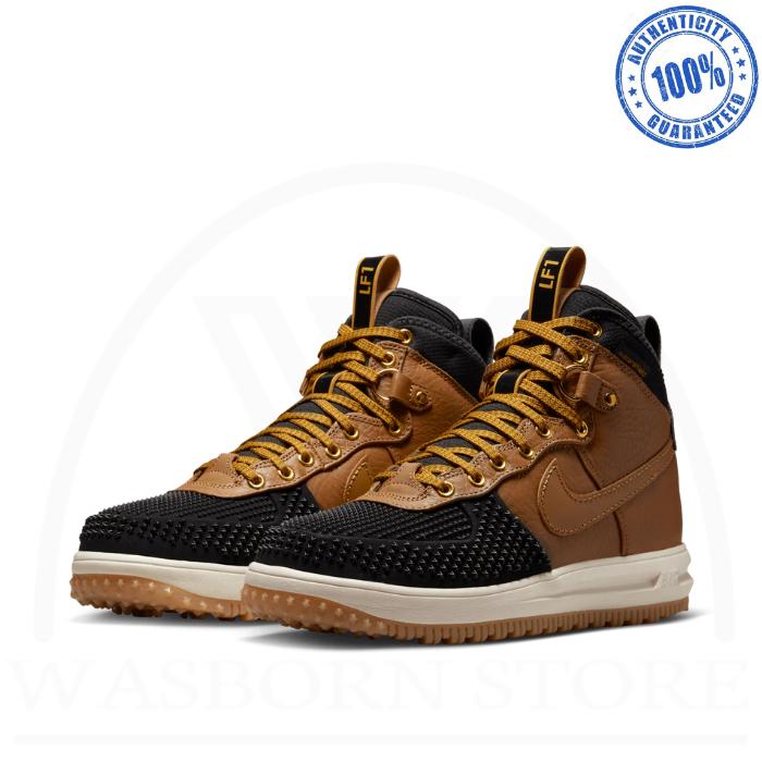" NIKE LUNAR FORCE 1 DUCKBOOT ALE BROWN BLACK GOLDTONE "
