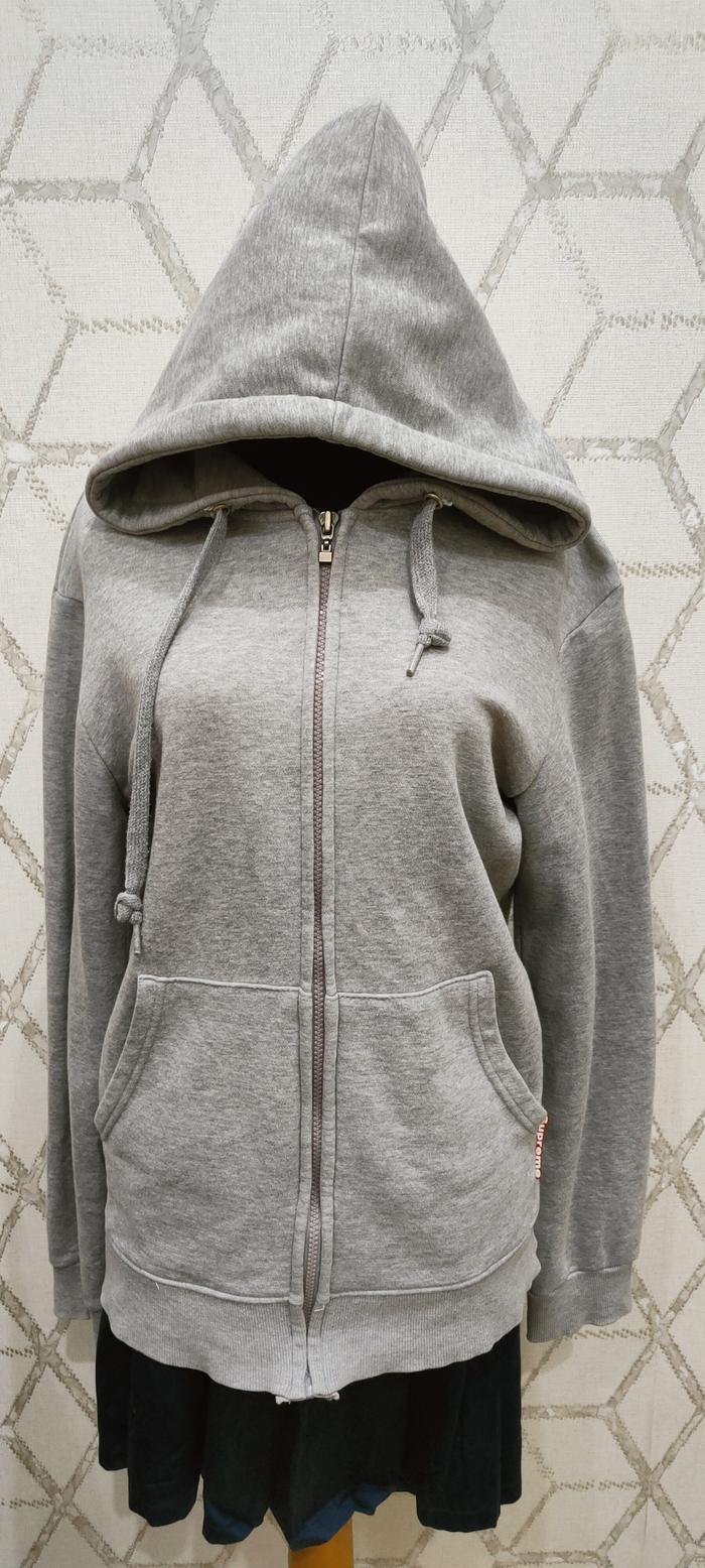 Jaket zip Hoodie Sweater Resleting Supreme wanita abu thriffting H38