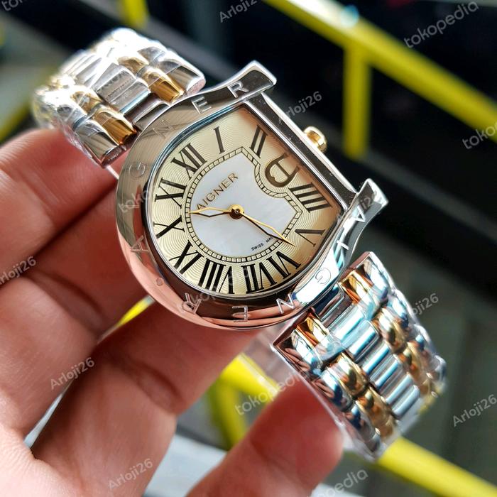 ARLOJI26 JAM WANITA CEWEK AIGNER VARESE COMBI GOLD 32MM STAINLESS STEE
