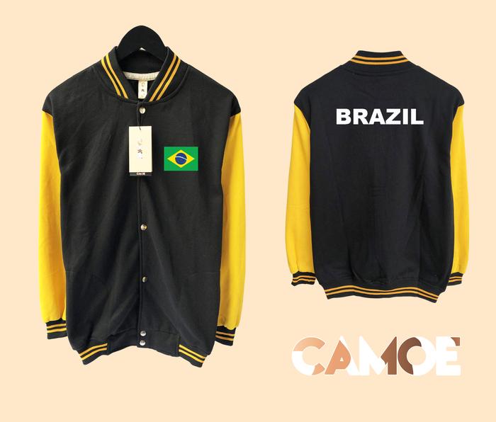 Jaket Varsity baseball premium Brazil Flag Bendera Brasil