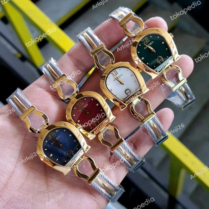 ARLOJI26 JAM TANGAN WANITA CEWEK AIGNER CREMONA NOUVO SILVER GOLD 28MM