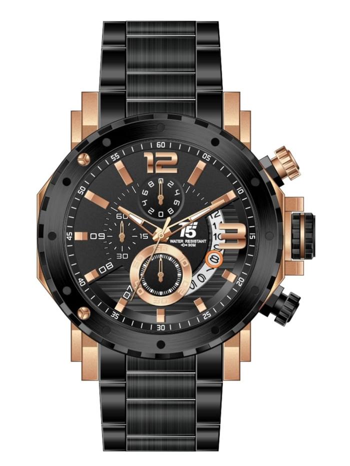 T Five Jam Tangan Pria T5 3746 Original Stainless Chrono Water Resistant Diameter 48mm Tali & Kotak 