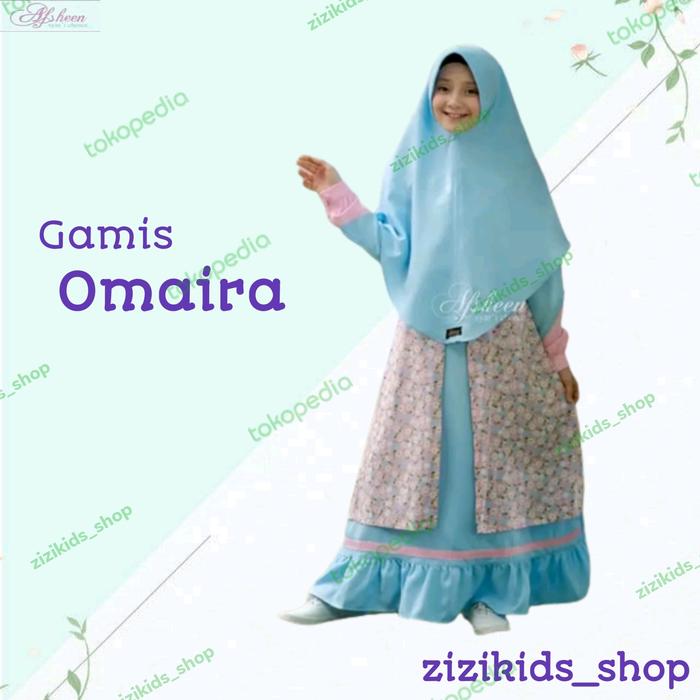 Gamis Anak Perempuan Syar'i Omaira Afsheen 8-10 tahun Polos Mix Bunga