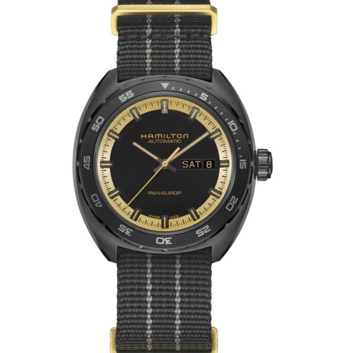 Hamilton Pan Europ Day Date Black Gold H35425730