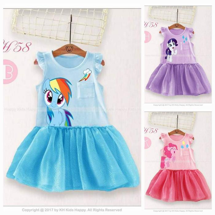 Dress Tutu Little Pony Anak Cewe Impor Rarity, Pinky Pie, Rainbow Dash