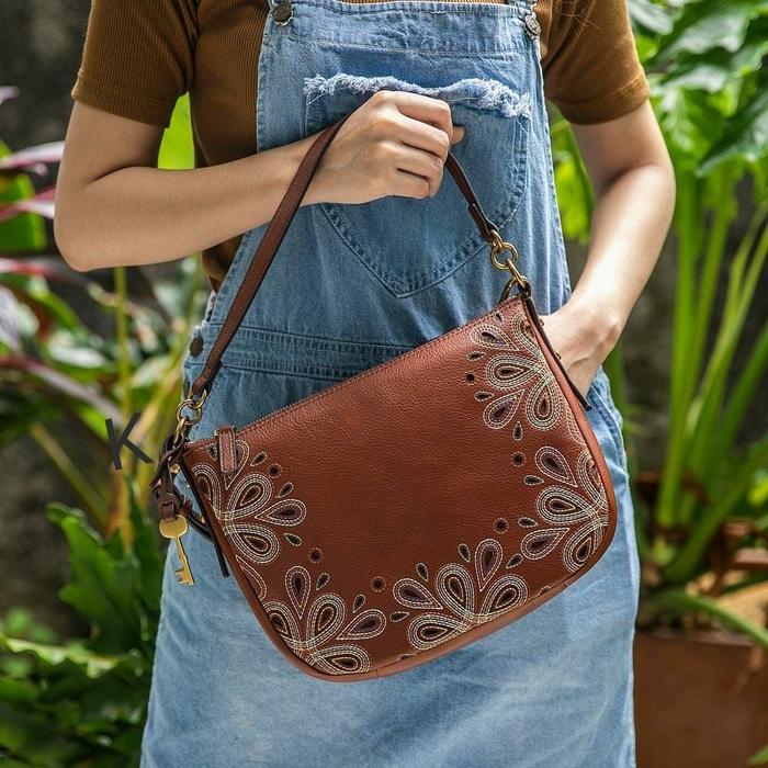 Fossil Jolie Crossbody Embroidery Brown
