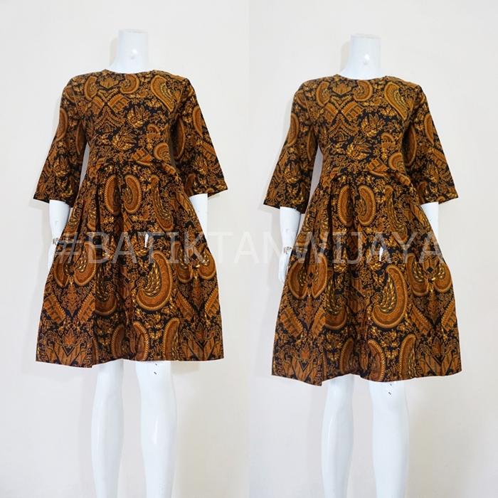 Dress Batik Kantor Wanita Motif Semen Romo Jogja Bisa Untuk Seragaman