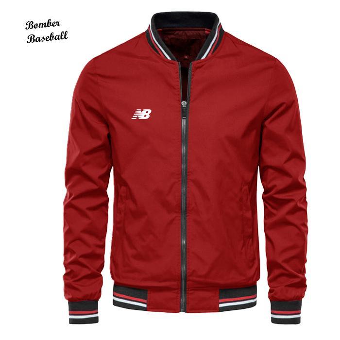 Jaket Baseball Kasual Pria Logo Nb Bahan Halus Dan Original