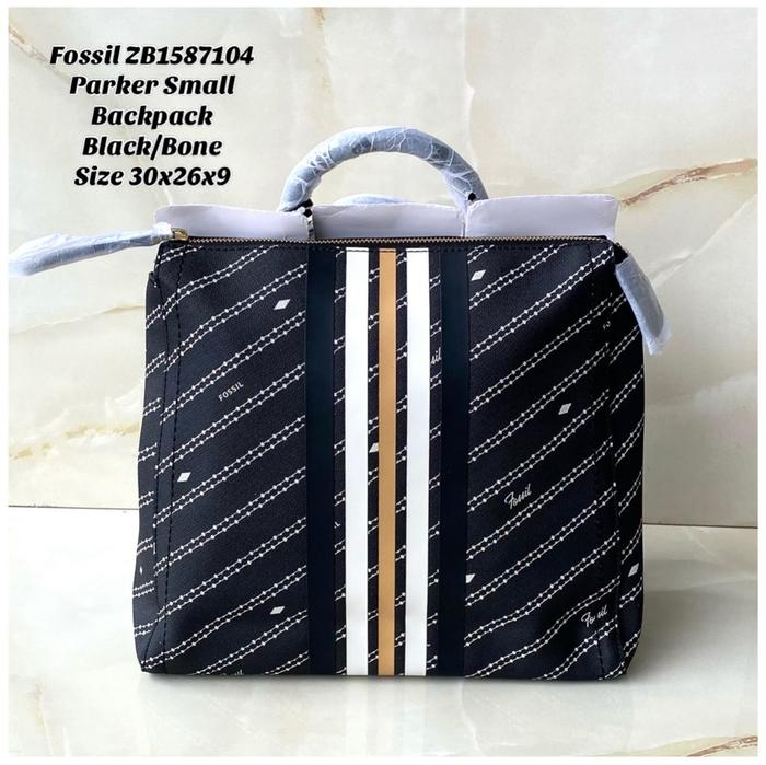 Tas Ransel Wanita Fossil Parker Small Backpack Black Bone Original