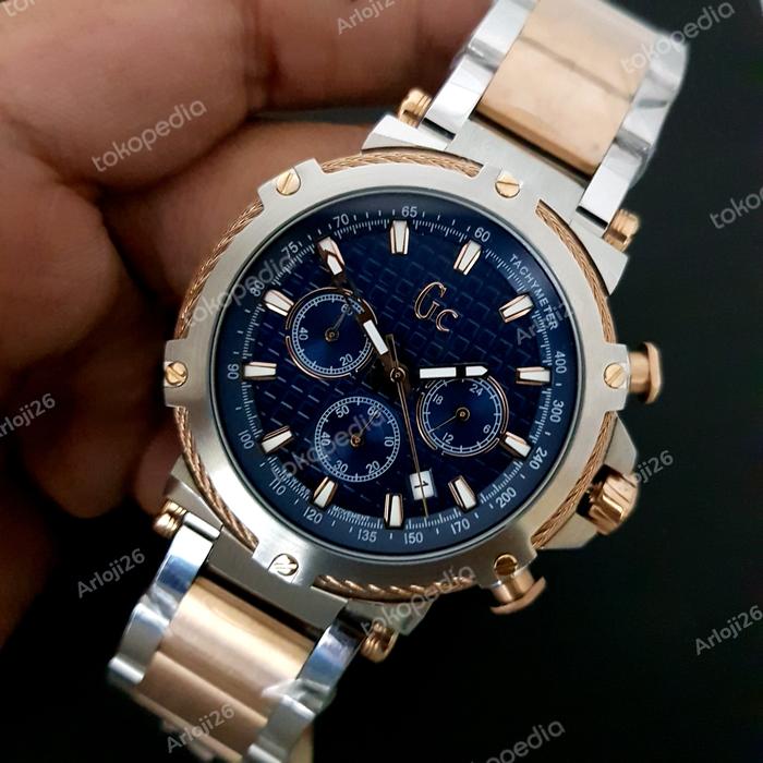 ARLOJI26 JAM TANGAN PRIA GC Y54003G7 COMBI RG DIAL BLUE ORIGINAL