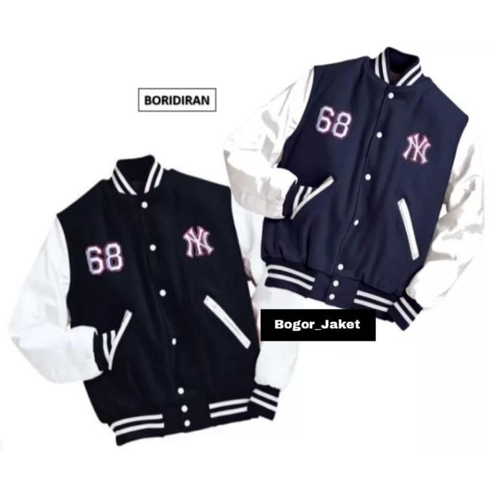 Jaket Varsity Baseball New York Yankees 86 Premium Hitam Putih - XL