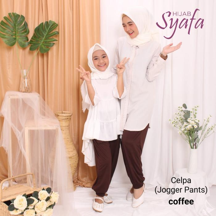 Syafa Hijab Celpa Jogger Pants Celana Panjang Wanita Dalaman Gamis Couple Bahan Rayon Warna Hitam Gr