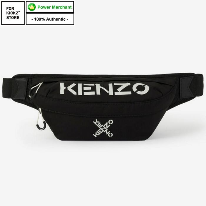 KENZO CROSS SPORT LOGO WAIST BAG BLACK