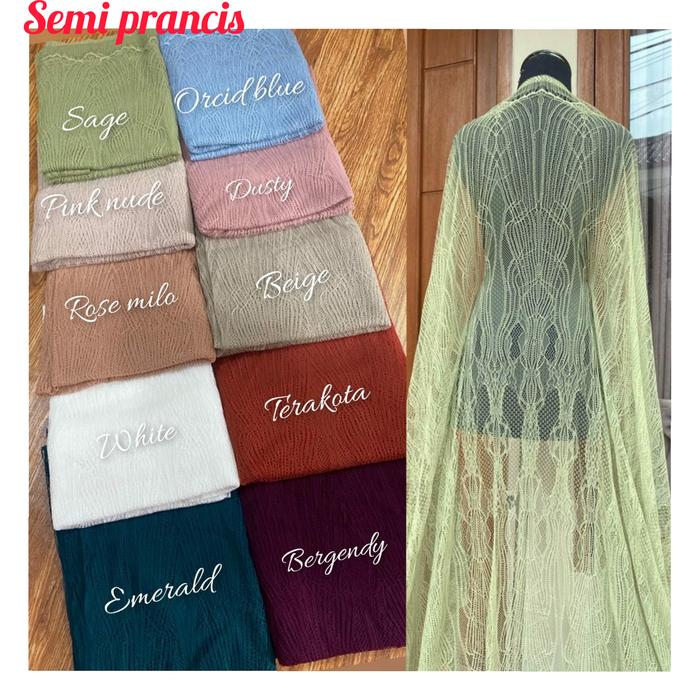 Kain Brokat semi prancis Bahan brukat cantily Kebaya brukat-sage gren