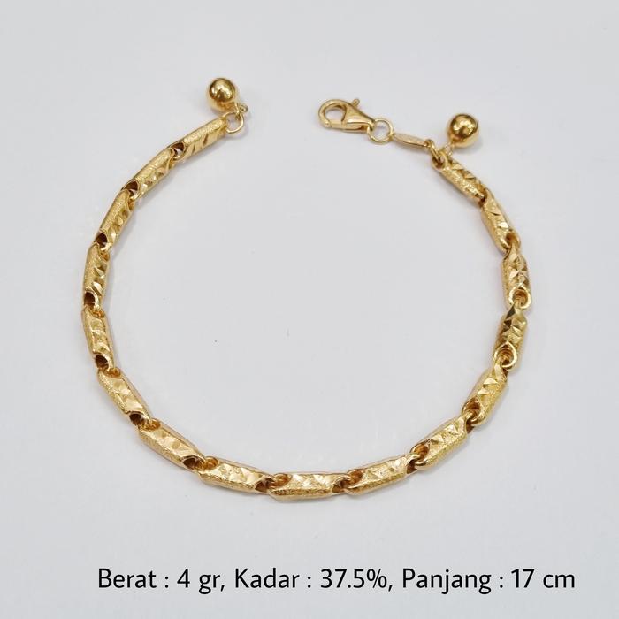 4 gr - Gelang Emas Rantai Bambu 17 cm Kadar 375 (8K) - R1