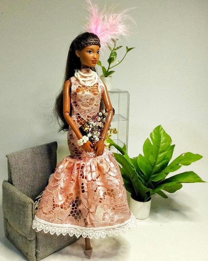 Vintage Lace dress Baju Barbie/Handmade/collector/MTM/fashionista