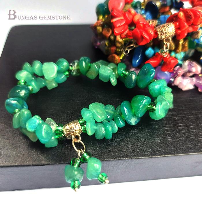 Gelang batu kerikil juntai kecubung ungu pirus dll Natural chip stone