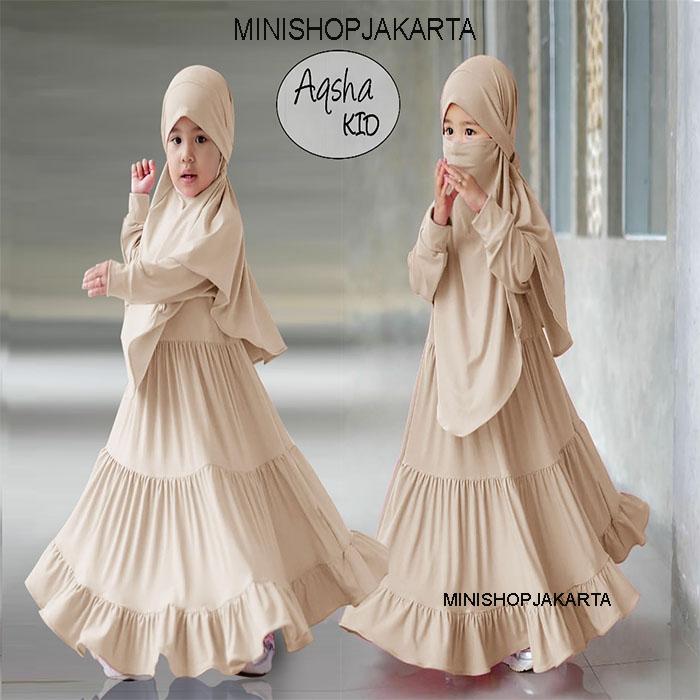 Gamis Syari Anak 3-4 Tahun Aqsha Kid Aqsha Kid Jilbab Multifungsi