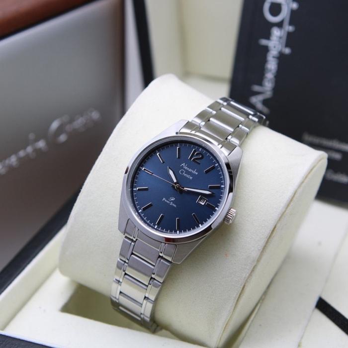 Jam Tangan Wanita Alexandre Christie Original AC1012 Silver Blue