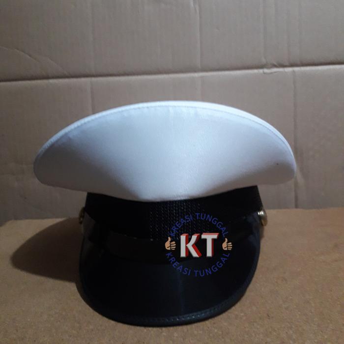 pet cowok polos putih kain/topi pet pria pelayaran polos