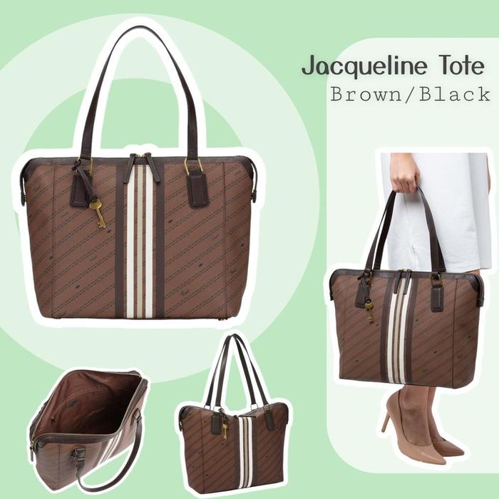 fossil jacqueline tote brown black bag