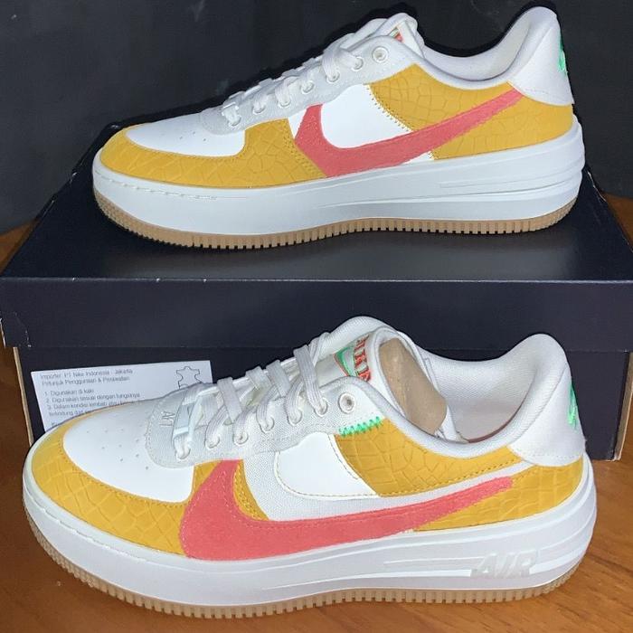 Nike Womens AF1 PLT.AF.ORM LV8 "Sail/Magic Ember/Yellow" Original BNIB