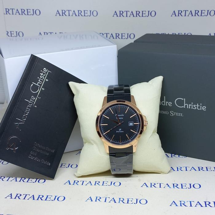 JAM TANGAN PRIA ALEXANDRE CHRISTIE AC 1008 HITAM ROSEGOLD ORIGINAL