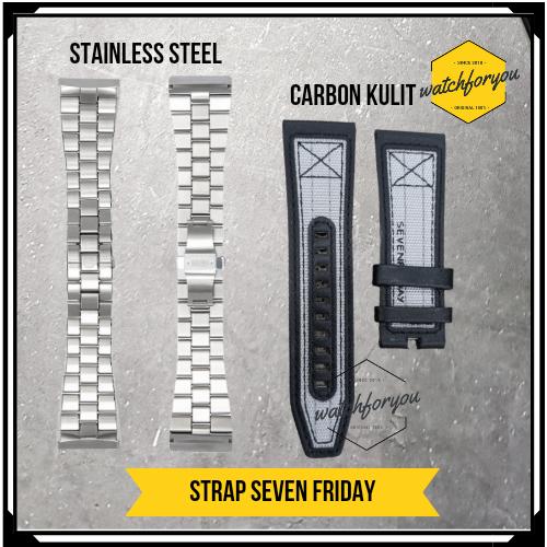 Strap Tali Jam Tangan Seven Friday Stainless Steel Rantai Kulit 28mm