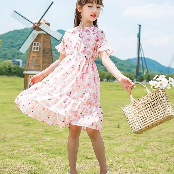 dress anak import/gaun natal/baju imlek/baju anak import/kupu2