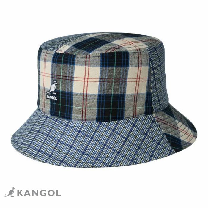 Plaid Mash-Up Bucket Hat Kangol Kangol Topi Bucket Plaid Mash-Up Mykonos Blue - Warna Biru Mykonos, 