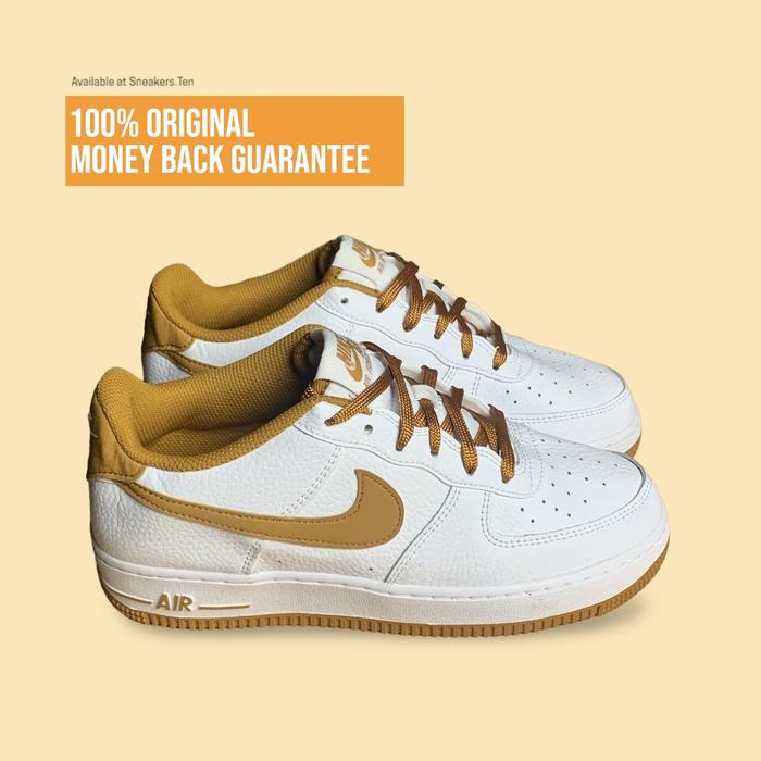 Sepatu Sneaker Nike Air Force 1 GS White Dessert Ocre Original 100%