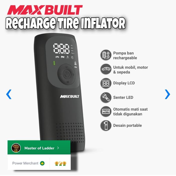 Krisbow POMPA BAN NIRKABEL INFLATOR PUMP Cordless Maxbuilt Recharge
