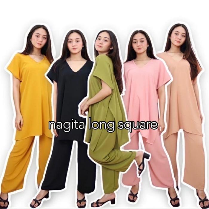 One set nagita long square // setelan Nina long square