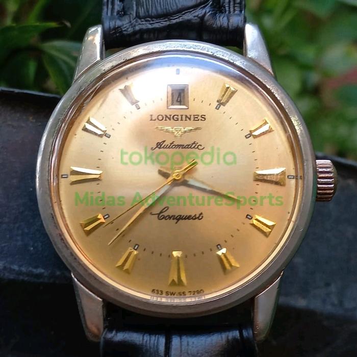 Jam tangan limited longines conquest heritage vintage dress watch gold