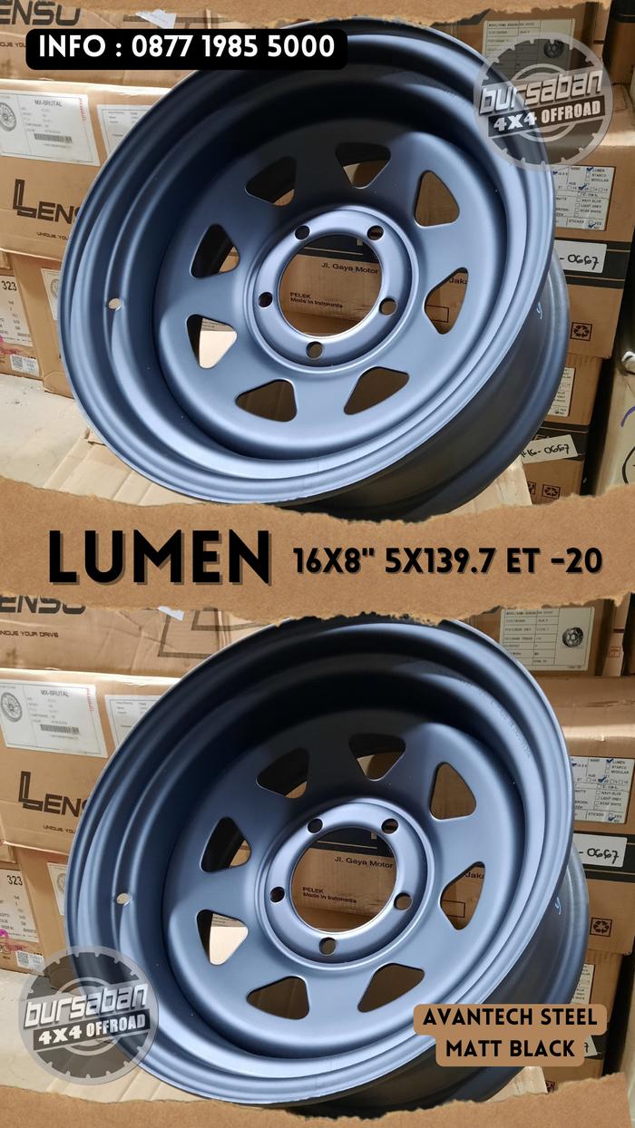 R16 16x8 5x139.7 et -20 Velg Avantech Lumen Besi Hitam Feroza Taft GT