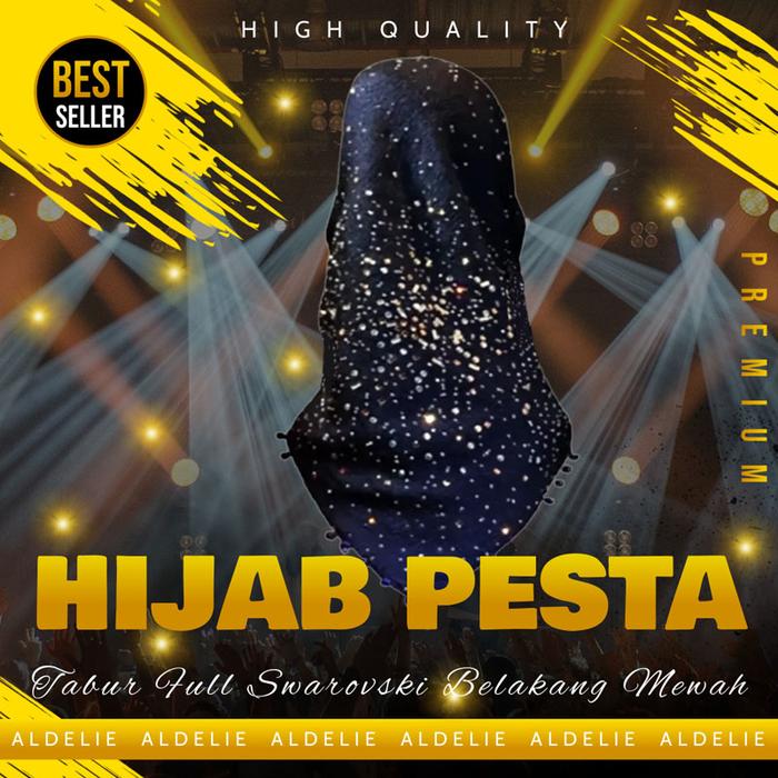 Jilbab Segi Empat Pesta Payet Belakang Model Belakang Mewah Elegan BTB