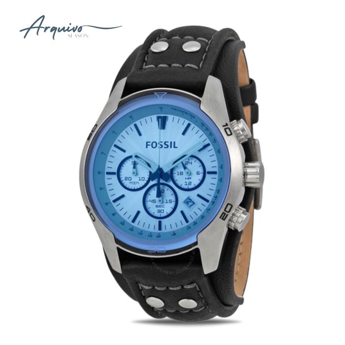 Jam Tangan Pria Fossil Coachman Chronograph Kulit Black Sporty Original CH2564