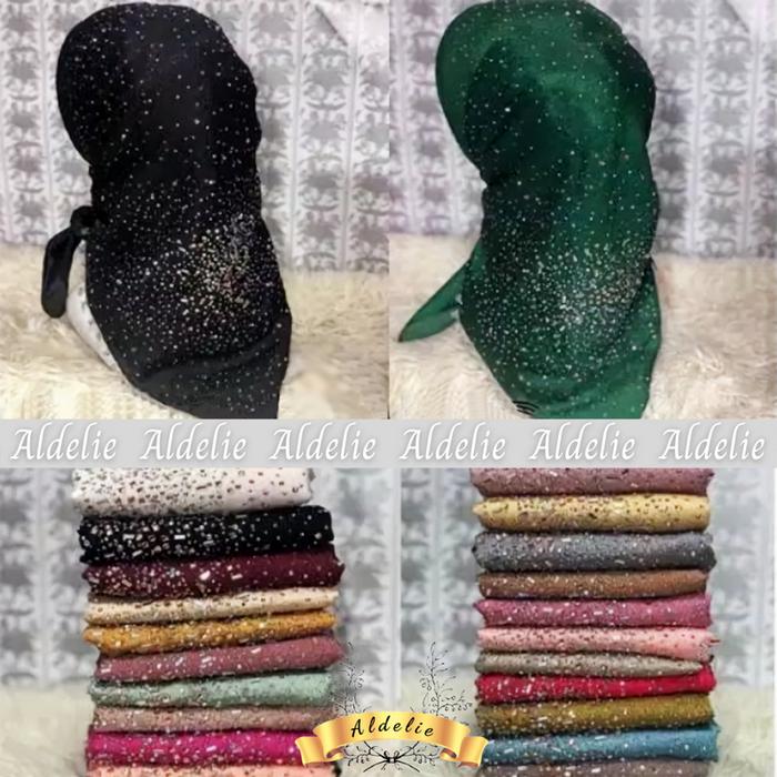 Hijab Pesta Segi Empat Mewah Terbaru Model Payet Belakang Swarosky BTB