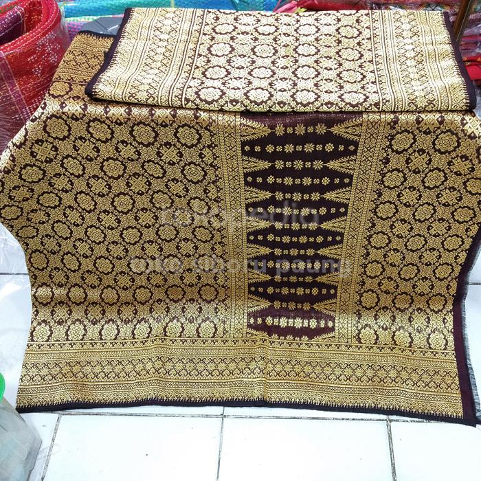 Songket Palembang benang berlian gebeng warna kopi gosong