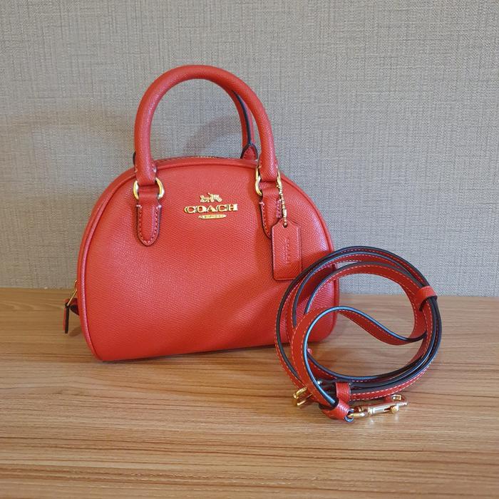 Coach sydney satchel leather red miami crossbody
