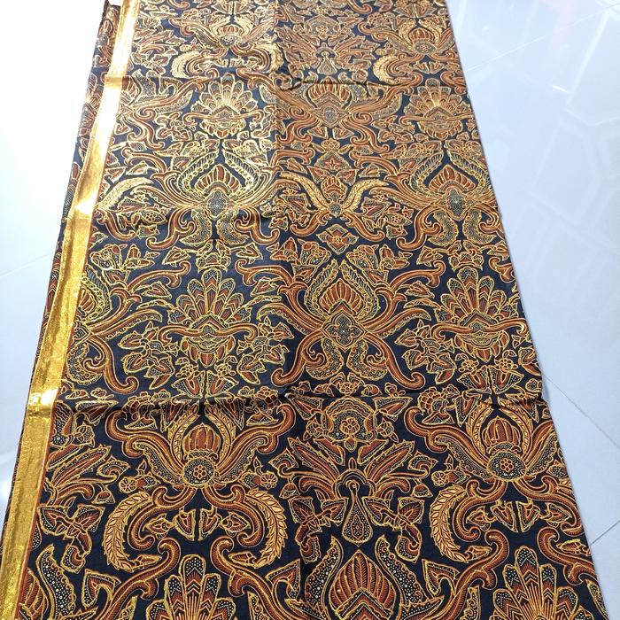 Kain Batik Prada Gliter Emas Motif Pisang Bali