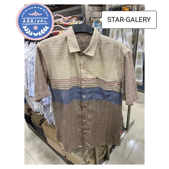 giani gracio kemeja pria lengan pendek kasual motif garis original