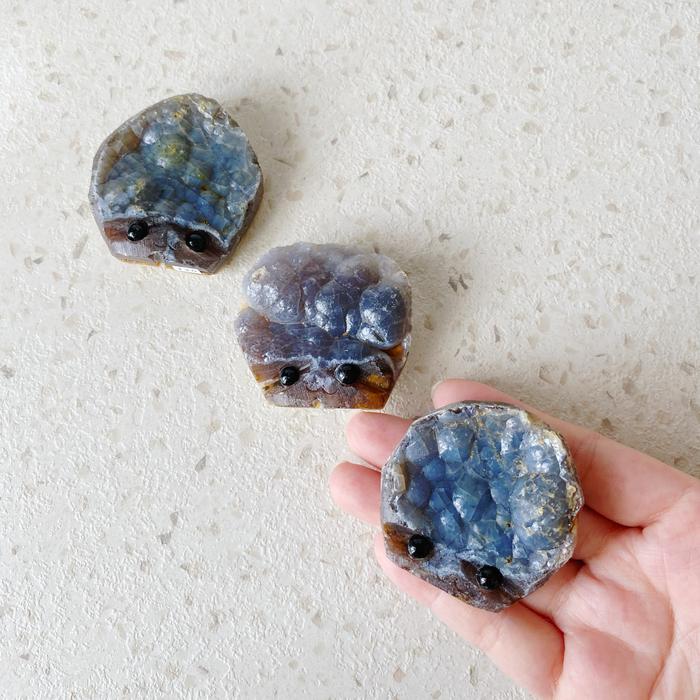 Botryoidal blue chalcedony crystal hedgie hedgehog crystal collection