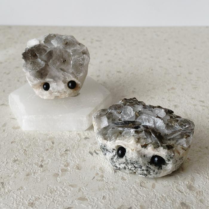 Druzy calcite with pyrite hedgie hedgehog crystal decoration