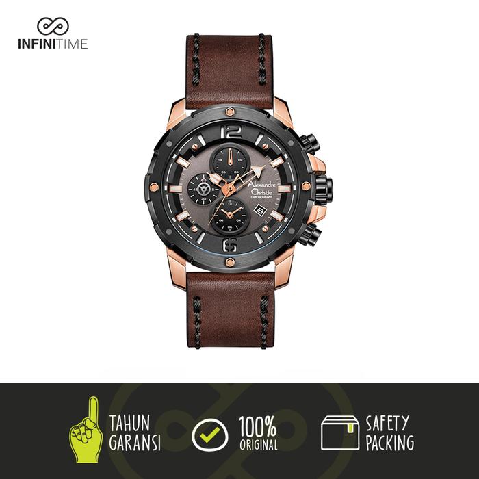 Alexandre Christie AC 6410 Hitam Black Rose Gold (Man/Pria) (Kulit)