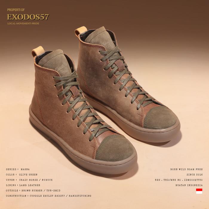 Sepatu Sneakers Kulit Pria Exodos57 Magna Olive Green