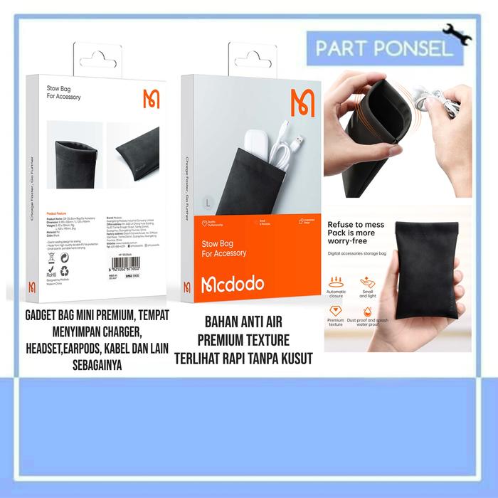 Tempat Headset kabel charger earpods Storage Zipper Mcdodo premium bag