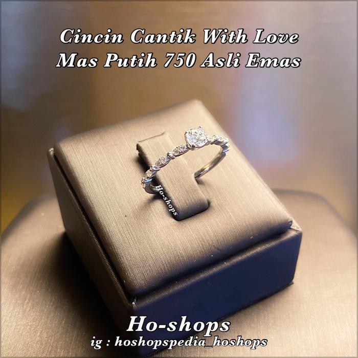 Cincin Cantik Simple With Love Mas Putih Kadar 750 Asli Emas
