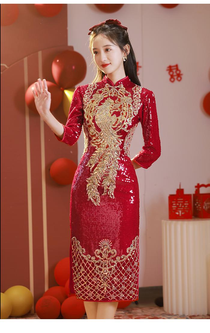 Gaun Pesta D22030 Cheongsam Merah Mermaid Sangjit Dress Gown